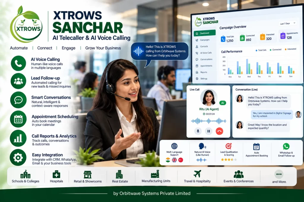 XTROWS SANCHAR™ — AI Telecaller & Voice Calling — view 2